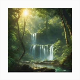 63531 Beautiful Waterfall In A Lush Forest, With Sunligh Xl 1024 V1 0 Canvas Print