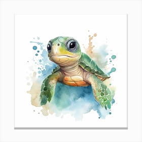 Baby Sea Turtle Watercolour 1 Canvas Print