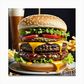Burger And Fries Canvas Print