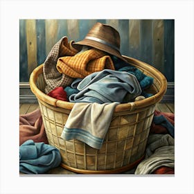 Basket Of Clothes Canvas Print