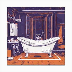 Drew Illustration Of Bath On Chair In Bright Colors, Vector Ilustracije, In The Style Of Dark Navy A (1) Canvas Print