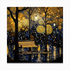 Park Bench At Night Canvas Print