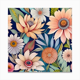 Floral Seamless Pattern 7 Canvas Print