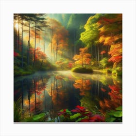 Autumn Forest Reflection Canvas Print