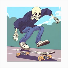 Skeleton Skateboarding Canvas Print