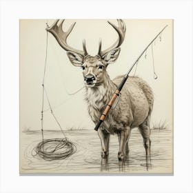 Deer Fishing 11 Canvas Print