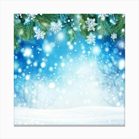 Abstract Winter Wonderland With A Closeup Of A Spruce Tree Branch Adorned With Snowflakes In The For (6) Canvas Print