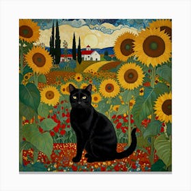 Default Gustav Klimt Style Farm Garden With Sunflowers And A B 0 Canvas Print