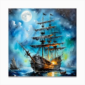 Ship At Night Canvas Print