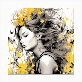 Girl With Butterflies 1 Canvas Print