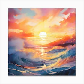 Sunset Over The Ocean Canvas Print