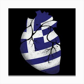 Greece Heart Flag Canvas Print