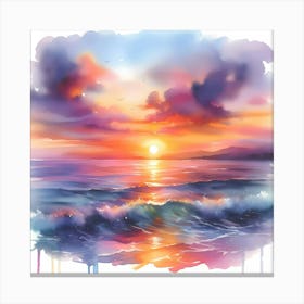 Watercolor Of The Sunset Canvas Print