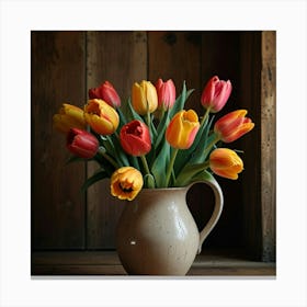 Tulips In A Vase Canvas Print