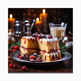 Christmas Cake With Cranberries Canvas Print