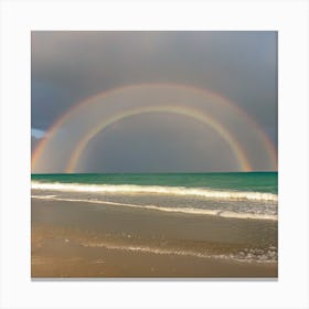 Double Rainbow Over The Ocean Canvas Print