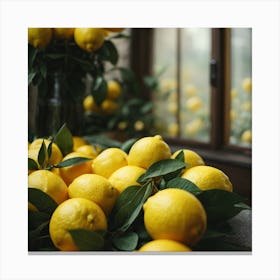 Lemons On A Window Sill Canvas Print