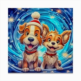 Santa Dogs Canvas Print