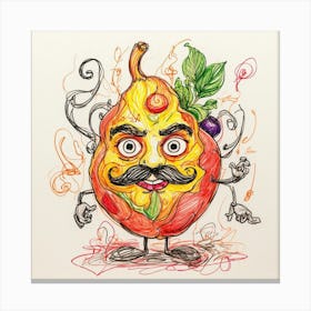 Pear With Mustache Canvas Print