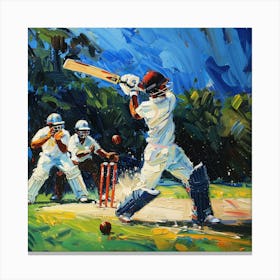 Cricket Players In Action 1 Canvas Print