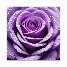 Purple Rose With Water Droplets 2 Canvas Print