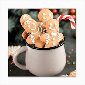 Gingerbread Men In A Cup Canvas Print