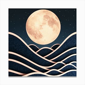 Full Moon Over Waves 1 Canvas Print