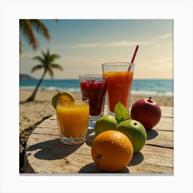 Tropical Fruit On The Beach Canvas Print