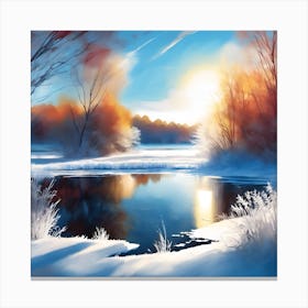 Winter Sunshine across a Frozen Landscape Canvas Print