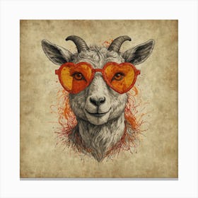 Goat In Glasses 1 Canvas Print