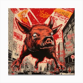 Pig In The City Canvas Print