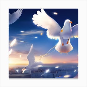 Doves Flying In The Sky Canvas Print