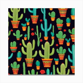 Cactus Pattern 17 Canvas Print