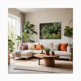 Living Room With Plants 5 Canvas Print