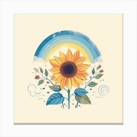 Sunflower With Rainbow Canvas Print