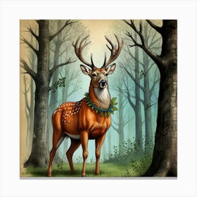 Deer In The Forest 18 Canvas Print