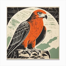 Retro Bird Lithograph Hawk 4 Canvas Print