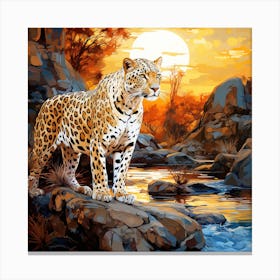 Leopard By The River Canvas Print