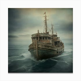 Old Ship In The Sea Canvas Print