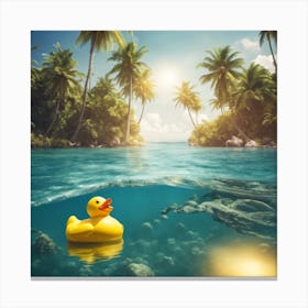 Rubber Duck In The Water Canvas Print
