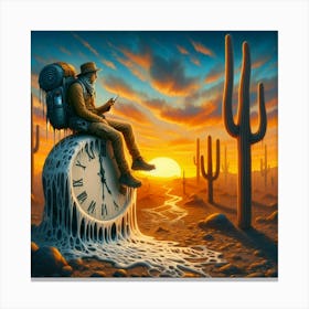 Clock In The Desert 1 Canvas Print