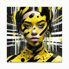 Edgy Black & Yellow Female Portrait Canvas Print