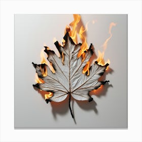 Maple Leaf On Fire Canvas Print