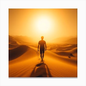 Man Walking In The Desert Canvas Print