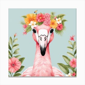 Floral Baby Flamingo Nursery Illustration (6) Canvas Print