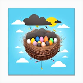 Easter Eggs In A Nest 133 Canvas Print