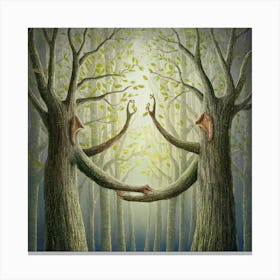 Two Trees Holding Hands Canvas Print