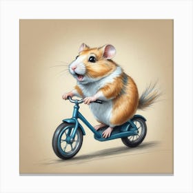 Hamster On A Bike 3 Canvas Print