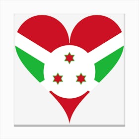 Burundi East Africa Three Stars Love Heart Heart Shaped Flag Canvas Print