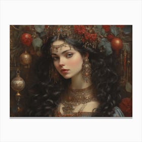 Stunning girl with ornaments  Canvas Print